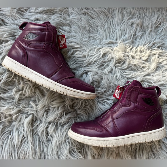 Sz 7 ❤️ Nike Air Jordan 1 Retro — High Zip — Bordeaux — excellent - Picture 3 of 12